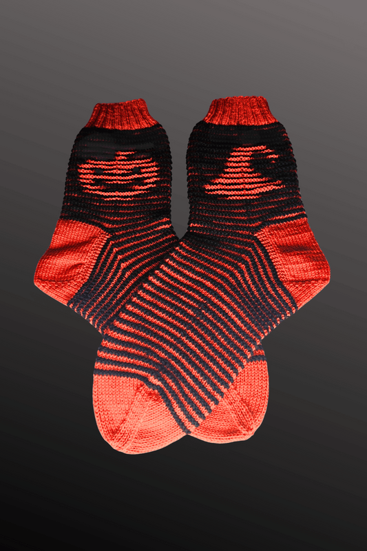 Schattenstrick Socken Pumpkin & Witch - Halloween - Kürbis & Hexenhut