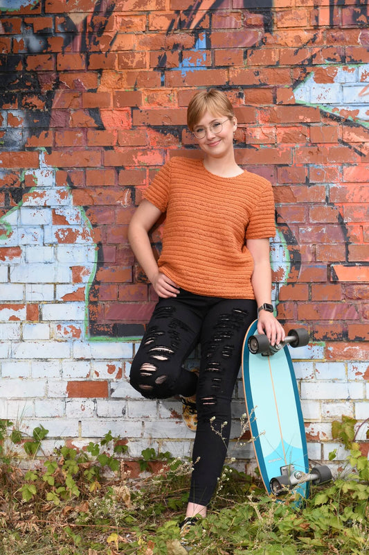 Kurzarm Pullover Pidia aus Schachenmayr Rugiada selber häkeln.