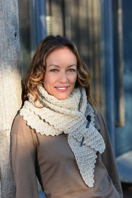 Romantisches Tuch mit Rippenmuster stricken