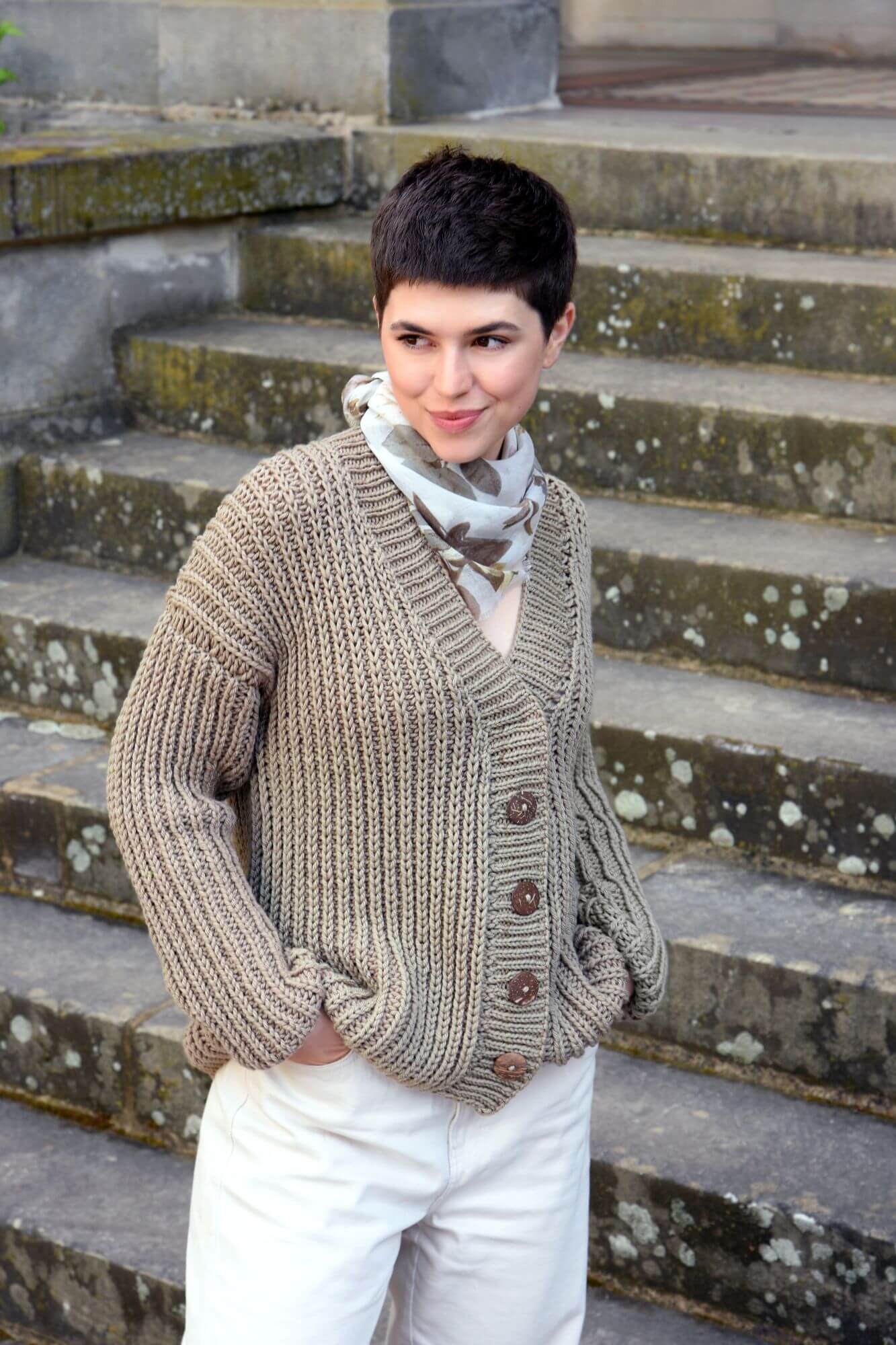 Jacke im Briochemuster stricken