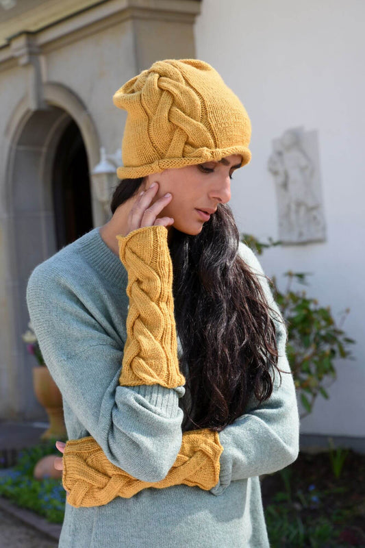 Mützen Set mit Zopfmuster stricken