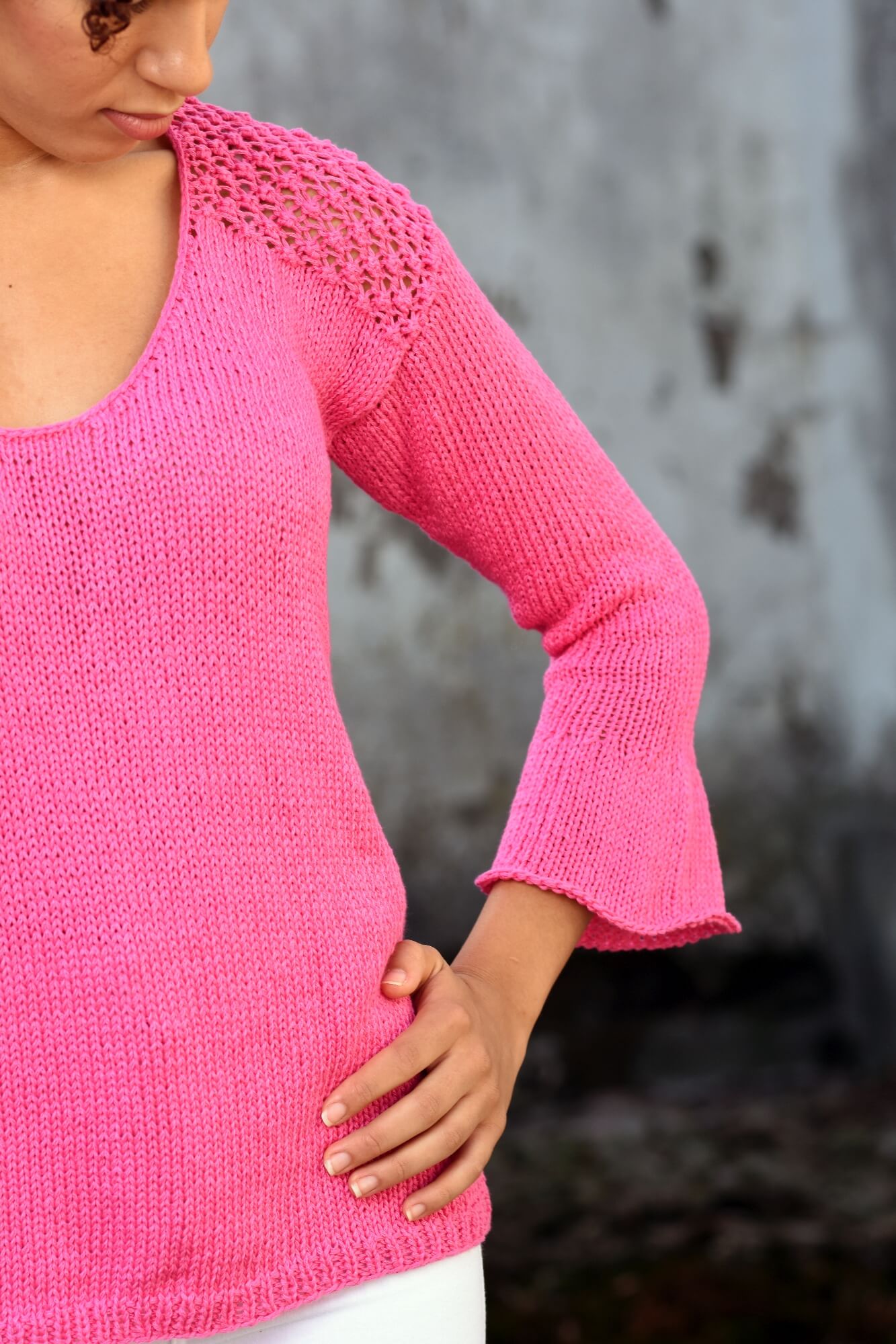 Pullover mit Trompetenärmeln und Persianermuster stricken