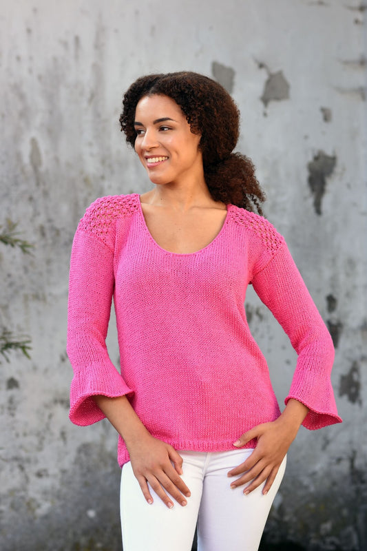 Pullover mit Trompetenärmeln und Persianermuster stricken