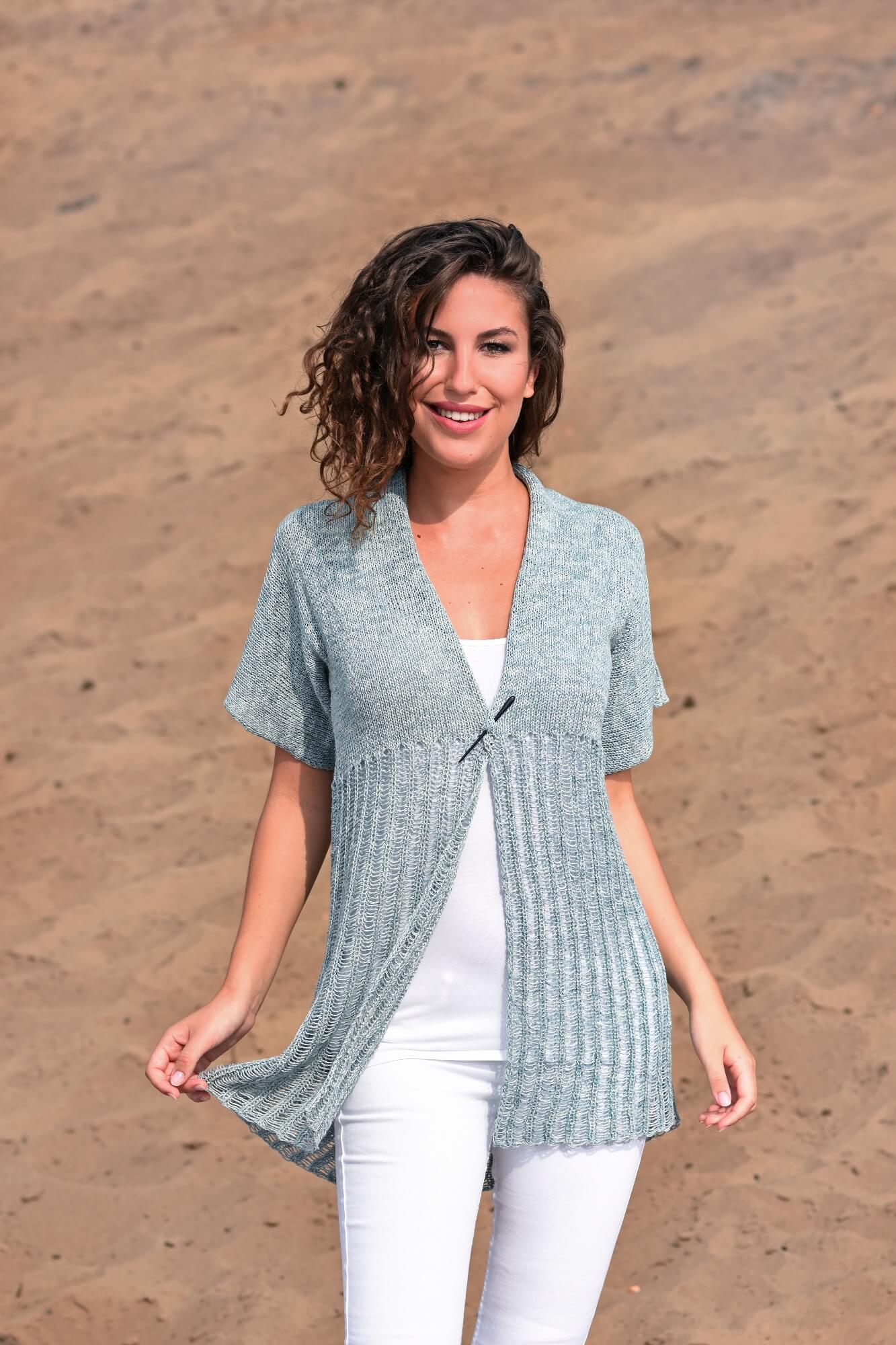 Luftige Jacke mit Fallmaschen stricken