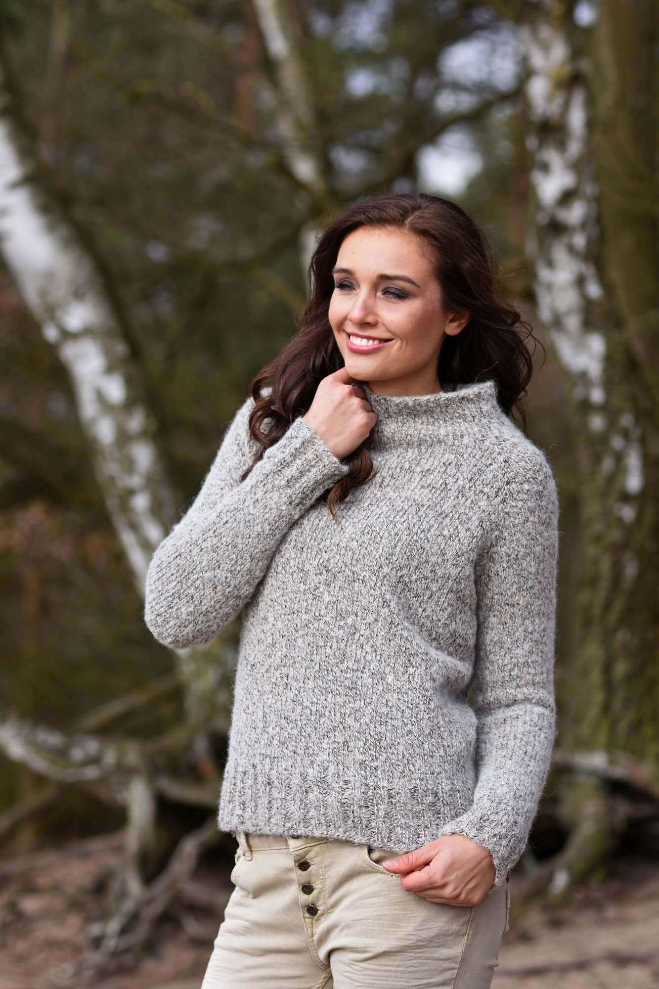 Leichten Pullover mit Stehkragen stricken