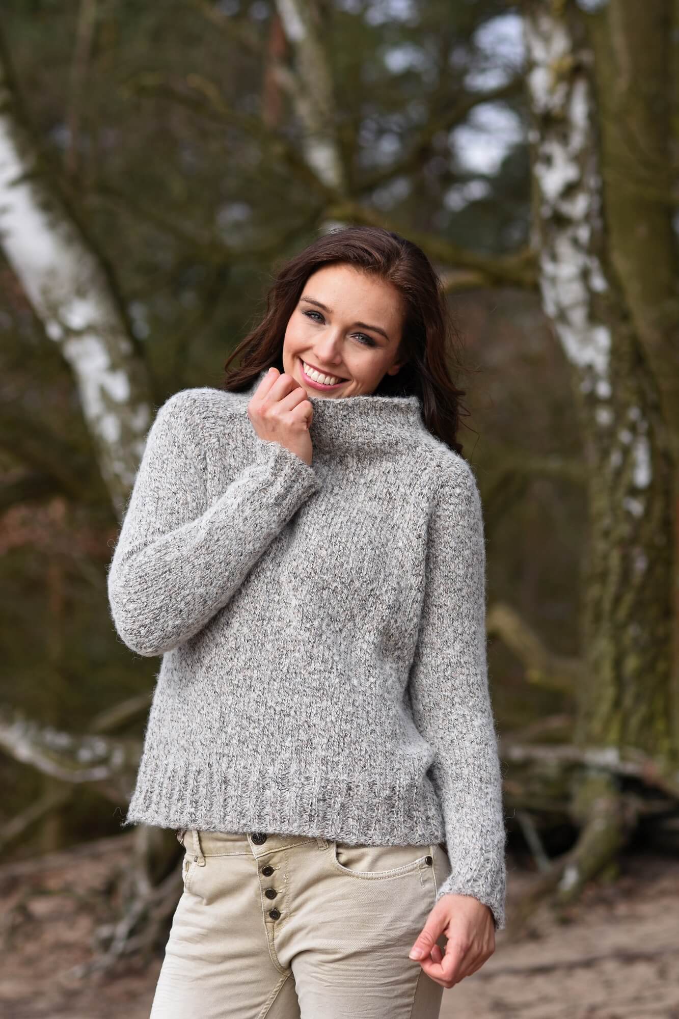 Leichten Pullover mit Stehkragen stricken