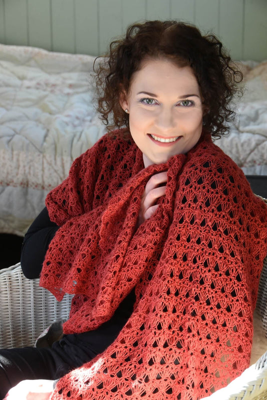 Großes Tuch mit Lochmuster stricken