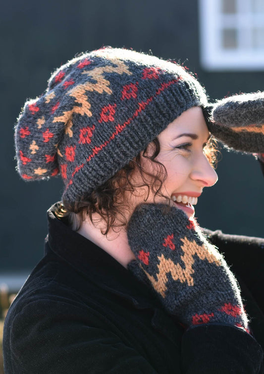 Mütze und Fäustlinge im Norwegermuster stricken