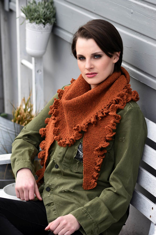 Tuch mit Rüschenkante stricken