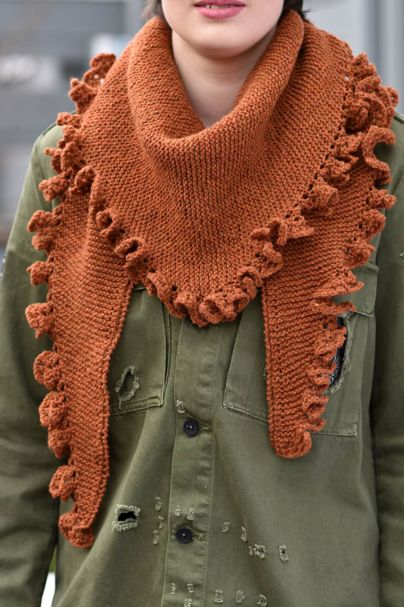 Tuch mit Rüschenkante stricken