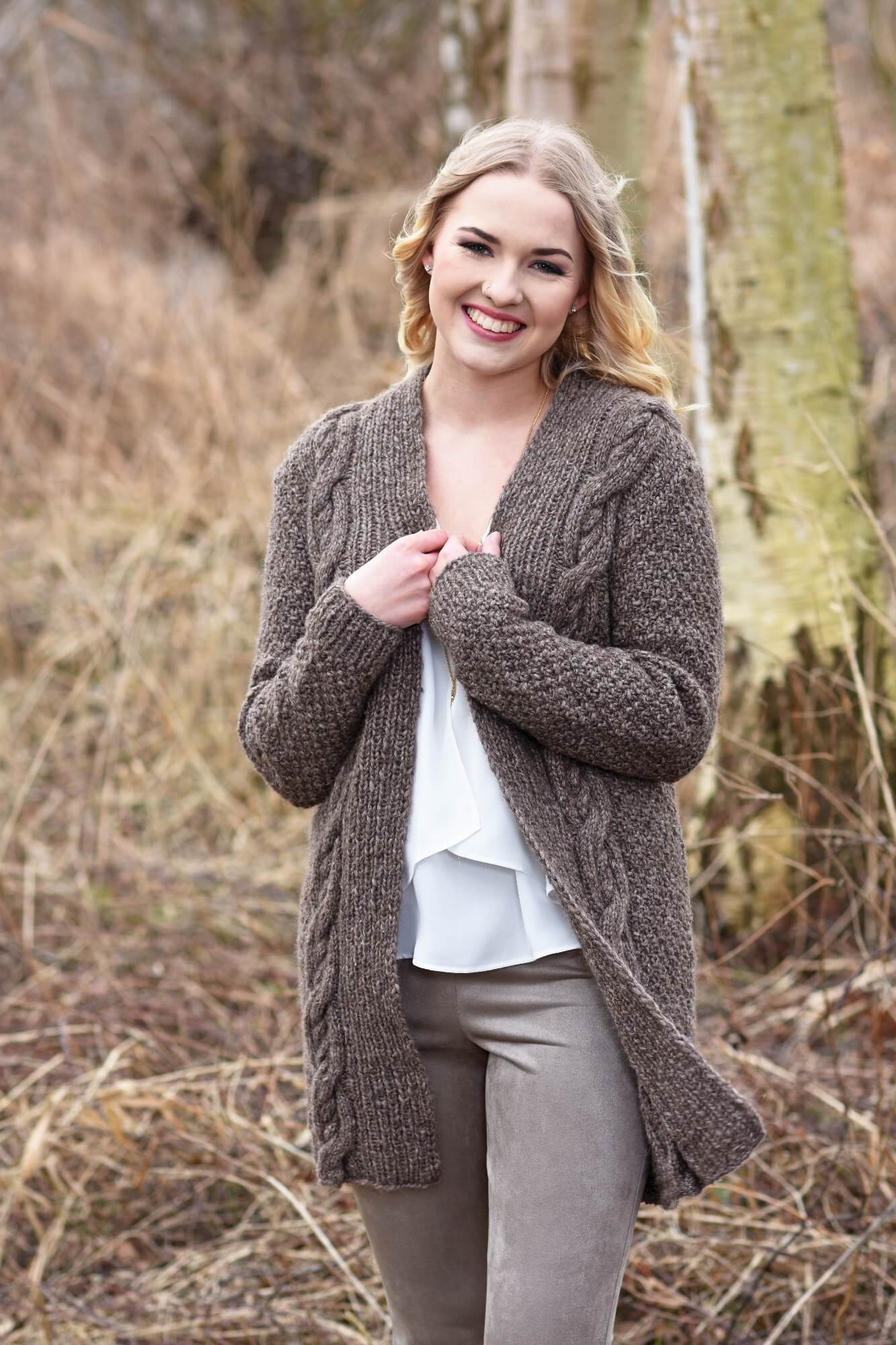 Jacke mit drei verschiedenen Strickmustern stricken