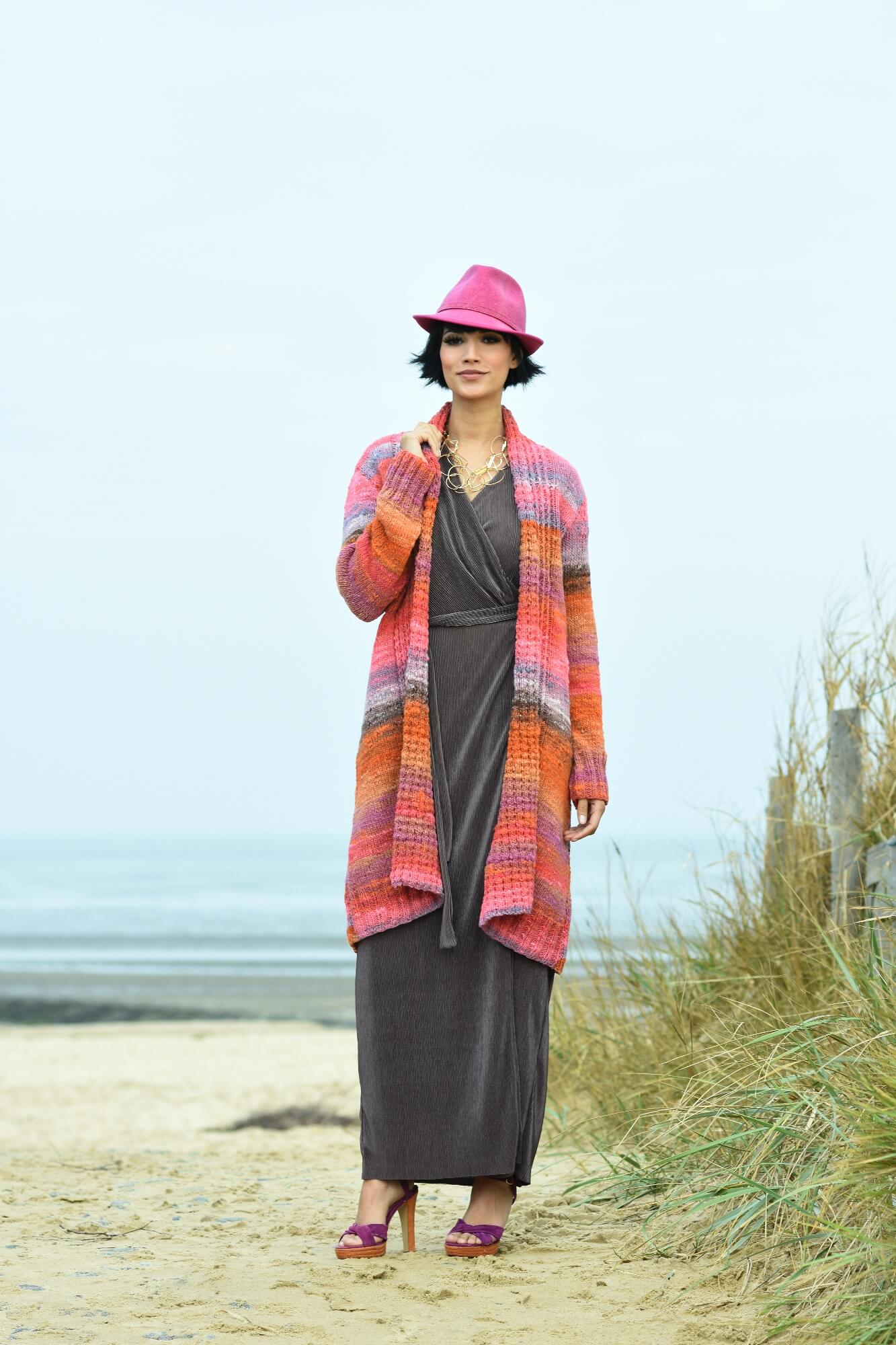 Lange Jacke mit Schalkragen stricken