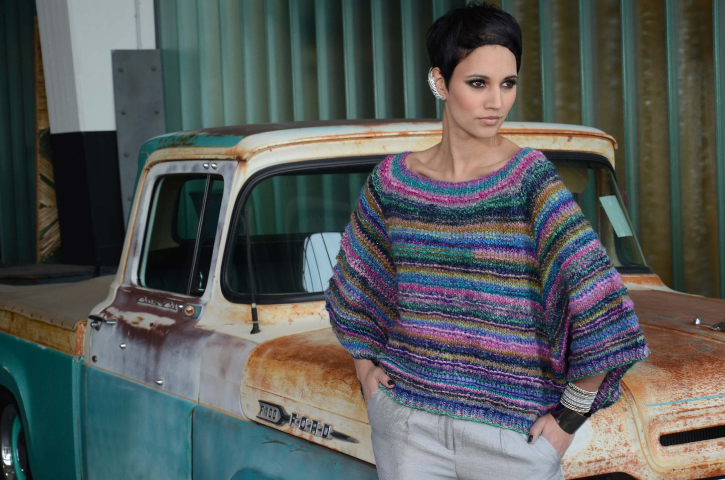 Ponchopullover aus Noro Obi selber stricken