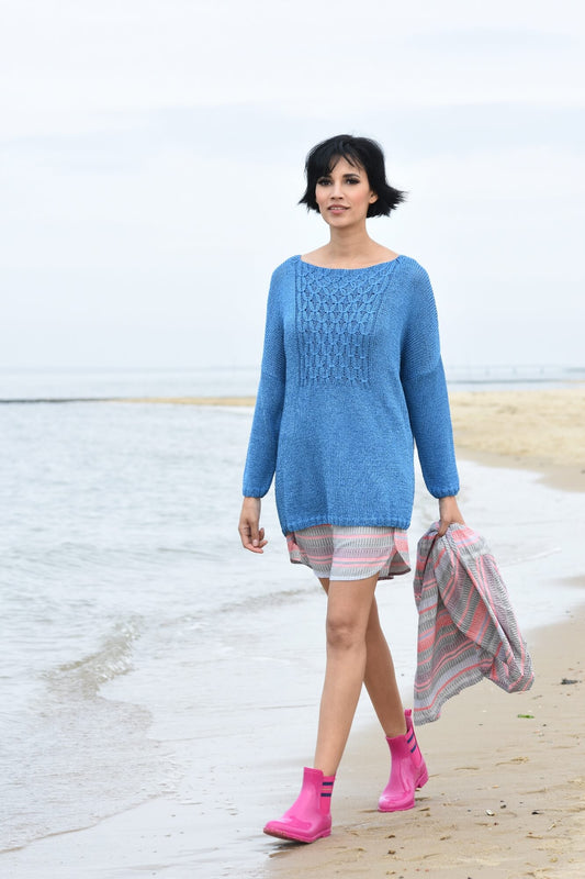 Leicht oversized Pullover mit gesmoktem Einsatz