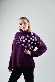 Pullover Malina aus Bremont Joana Brushed -sselber stricken - Rosenkugeln zieren die Schulter