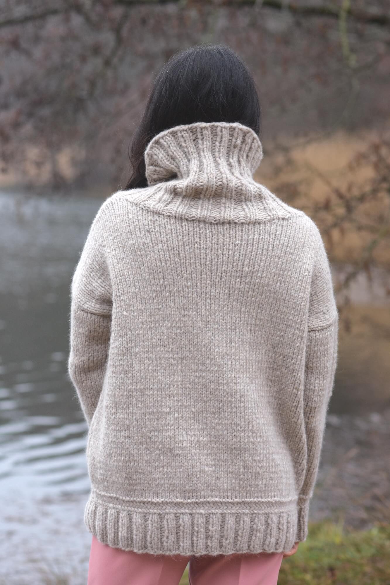 Winterpulli mit Rollkragen stricken 