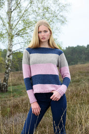 Raglan-Pullover von oben mit Streifen stricken