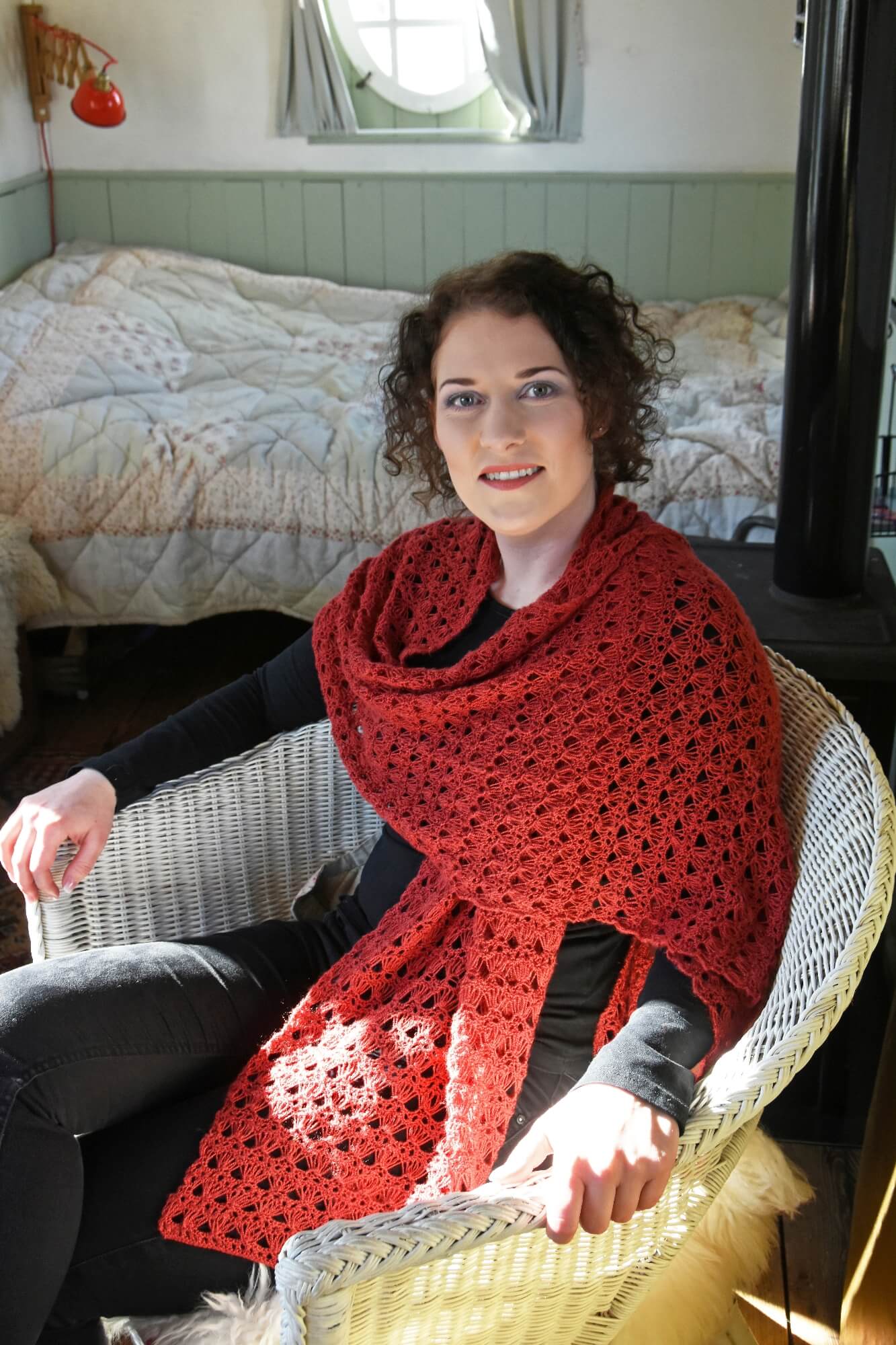 Großes Tuch mit Lochmuster stricken