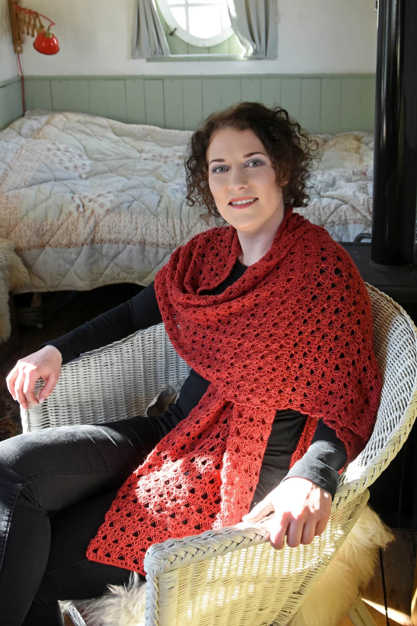 Großes Tuch mit Lochmuster stricken