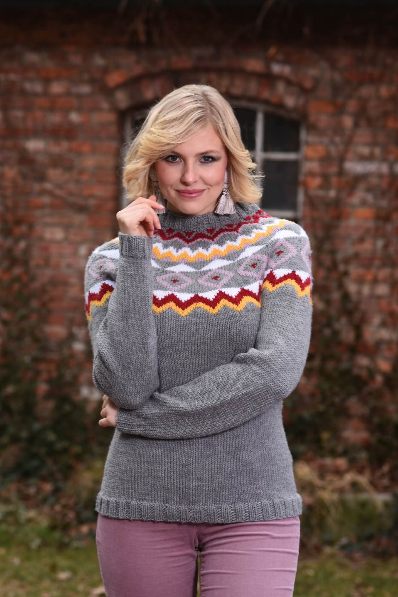 Norweger-Pullover mit Rundpasse stricken
