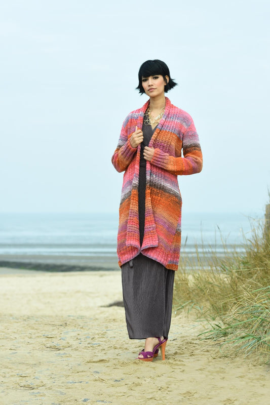 Lange Jacke mit Schalkragen stricken